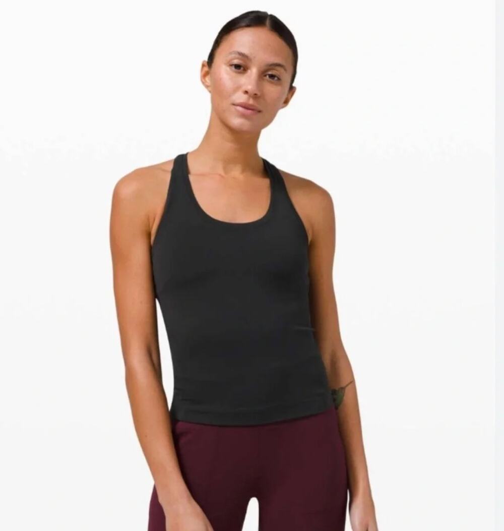 Lululemon Cool Short Tank Racerback Align Waist Length Black Nulu Size 20 NWT